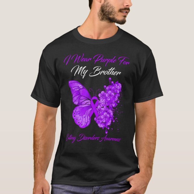 Camiseta Borboleta Eu Visto Roxo Para Meu Irmão Comendo Dis (Frente)