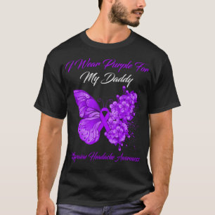 Camiseta Borboleta Eu Visto Roxo Para Meu Pai Enxaqueca Cab