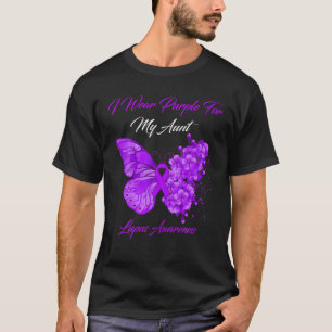 Camiseta Borboleta Eu Visto Roxo Para Minha Tia Lupus Aware