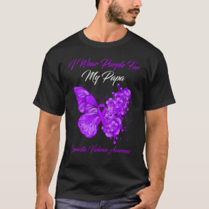 Camiseta Borboleta Eu Visto Roxo Para O Meu Papa Doméstico 