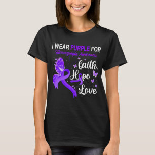 Camiseta Borboleta Eu Visto Roxo Para SENSIBILIZAÇÃO FIBROM