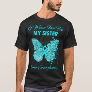 Camiseta Borboleta Eu Visto Teal Para A Minha Câncer de ová
