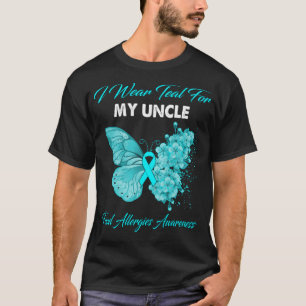 Camiseta Borboleta Eu Visto Teal Para As Alergias Do Meu Ti