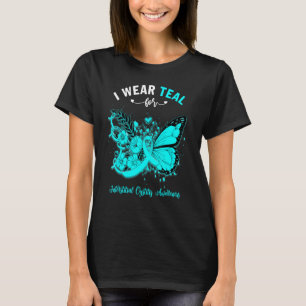 Camiseta Borboleta Eu Visto Teal Para Cistite Intersticial