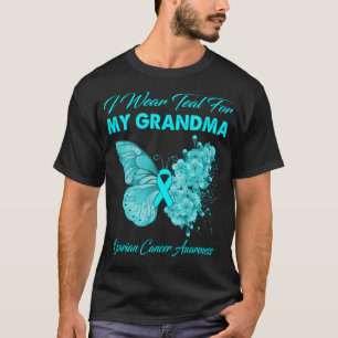Camiseta Borboleta Eu Visto Teal Para Minha Avó Ovarian Can