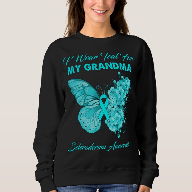 Camiseta Borboleta Eu Visto Teal Para Minha Avó Scleroderma (Frente)