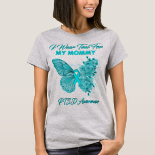 Camiseta Borboleta Eu Visto Teal Para Minha Consciência PTS