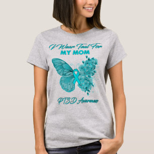 Camiseta Borboleta Eu Visto Teal Para Minha Mãe Sensibiliza