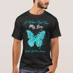 Camiseta Borboleta Eu Visto Teal Para Minha Síndrome De Dig
