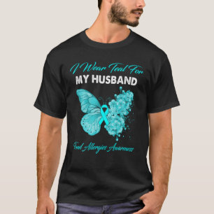 Camiseta Borboleta Eu Visto Teal Para O Meu Marido Comida A