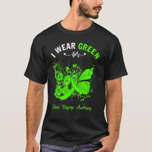 Camiseta Borboleta Eu Visto Verde Para Awarenes De Doenças