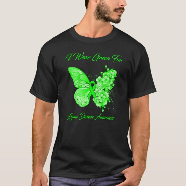 Camiseta Borboleta Eu Visto Verde Para Consciência Da Doenç (Frente)