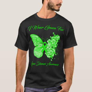 Camiseta Borboleta Eu Visto Verde Para Consciência Da Doenç
