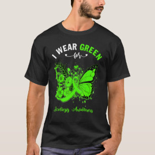 Camiseta Borboleta Eu Visto Verde Para Consciência Da Escol