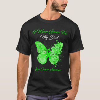 Camiseta Borboleta Eu Visto Verde Para Meu Câncer de figado