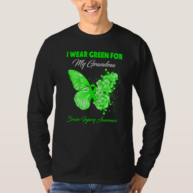 Camiseta Borboleta Eu Visto Verde Para Minha Avó Ferida Cer (Frente)