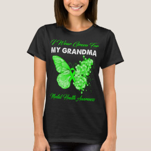 Camiseta Borboleta Eu Visto Verde Para Minha Avó Saúde Ment