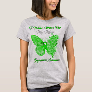Camiseta Borboleta Eu Visto Verde Para Minha Depressão Mãe