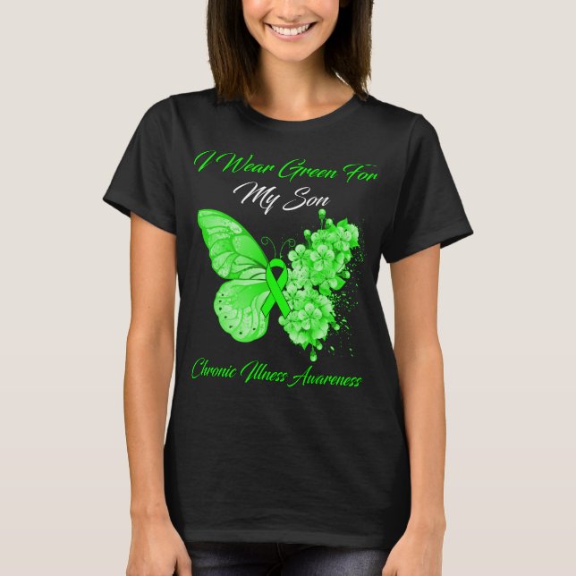 Camiseta Borboleta Eu Visto Verde Para Minha Doença Crônica (Frente)