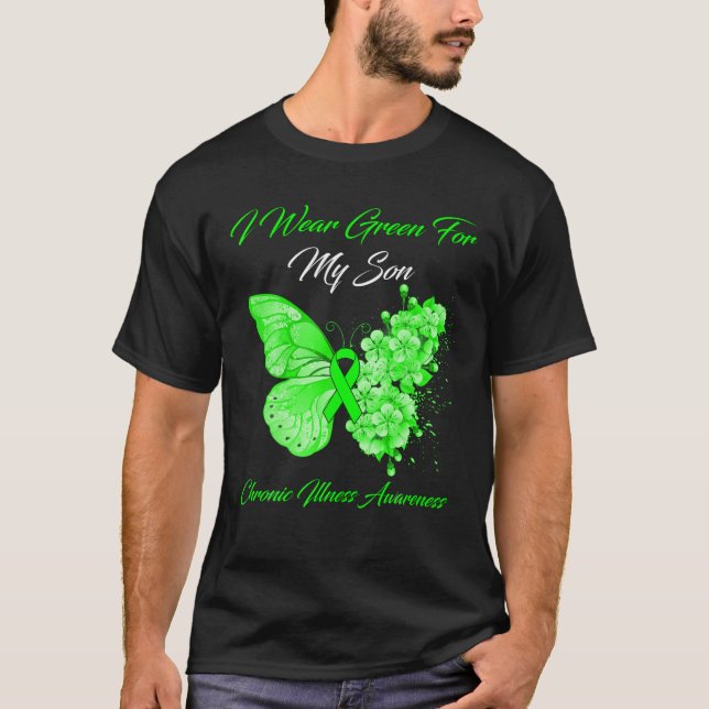 Camiseta Borboleta Eu Visto Verde Para Minha Doença Crônica (Frente)