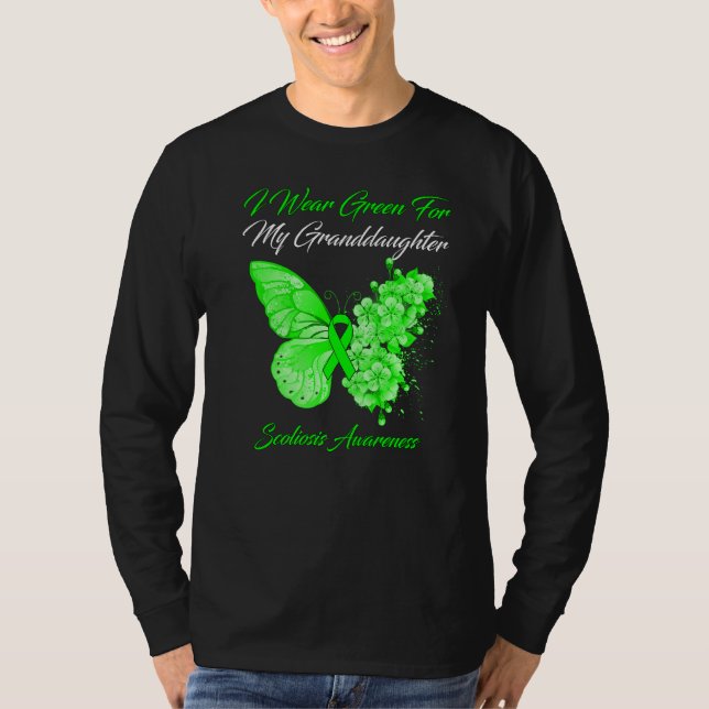 Camiseta Borboleta Eu Visto Verde Para Minha Neta Scolio (Frente)
