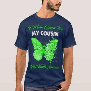 Camiseta Borboleta Eu Visto Verde Para Minha Prima Saúde Me