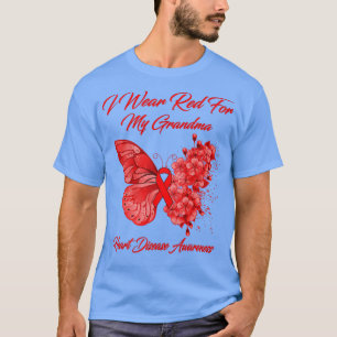 Camiseta Borboleta Eu Visto Vermelho Para A Minha Avó Doenç
