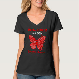 Camiseta Borboleta Eu Visto Vermelho Para Meu Filho Tubercu