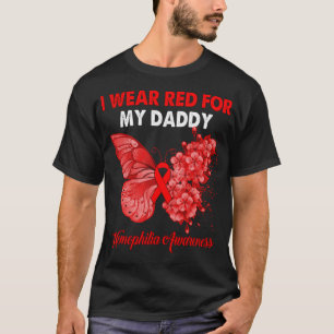 Camiseta Borboleta Eu Visto Vermelho Para Meu Pai Hemofilia