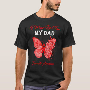 Camiseta Borboleta Eu Visto Vermelho Para Meu Pai Vasculite