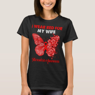 Camiseta Borboleta Eu Visto Vermelho Para Minha Esposa Tube