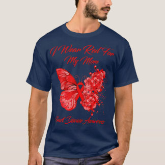 Camiseta Borboleta Eu Visto Vermelho Para Minha Mãe Doença 