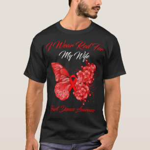 Camiseta Borboleta Eu Visto Vermelho Para Minha Mulher Doen