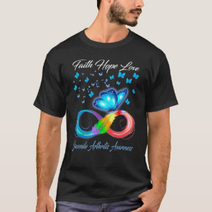 Camiseta Borboleta Faith Hope ama Artrite Juvenil