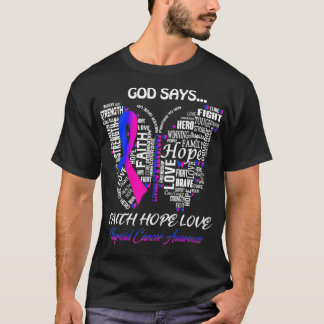 Camiseta Borboleta Faith Hope Câncer de tiróide