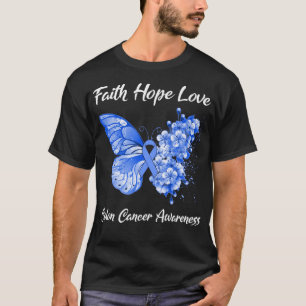 Camiseta Borboleta Fé Esperança Ama a Consciência do Cancer