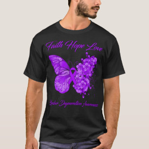 Camiseta Borboleta Fé Esperança Ama Degeneração Macular Awa