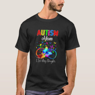 Camiseta Borboleta Feminina Mãe de Autismo Eu Amo Minha Fil