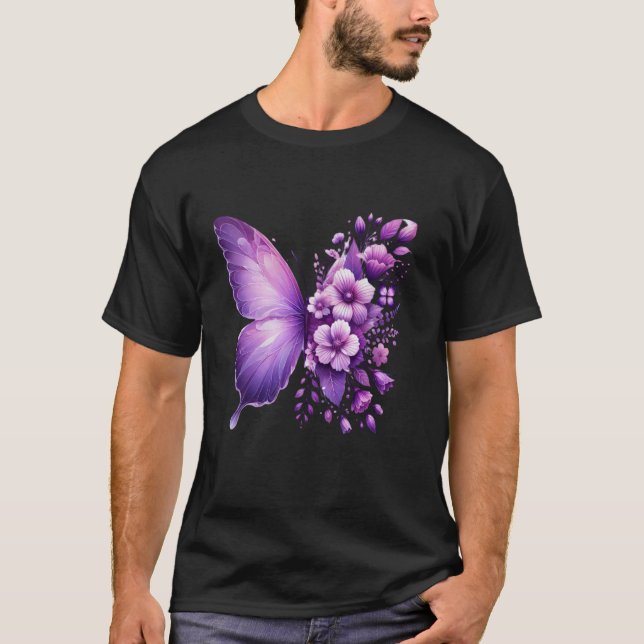 Camiseta Borboleta Flor Aquarela (Frente)