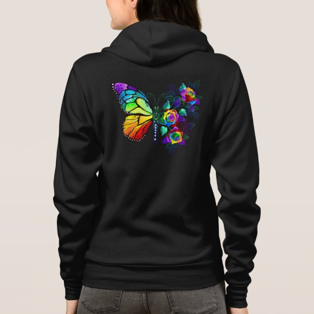 Camiseta Borboleta-flor-arco-íris (Verso)