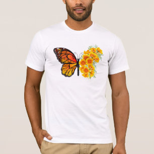 Camiseta Borboleta Flor com Papagaio Amarelo da Califórnia