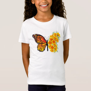 Camiseta Borboleta Flor com Papagaio Amarelo da Califórnia