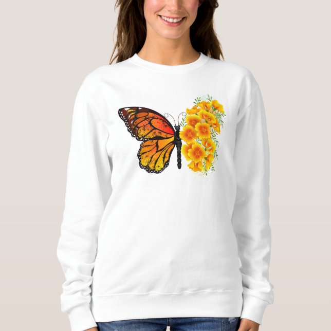 Camiseta Borboleta Flor com Papagaio Amarelo da Califórnia (Frente)