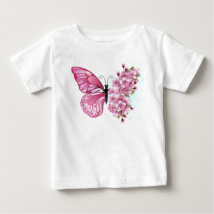 Camiseta Borboleta Flor com Sakura Rosa