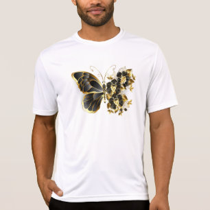 Camiseta Borboleta Flor Dourada com Orquídea Preta