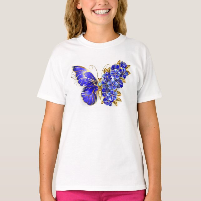 Camiseta Borboleta Flor Sapphire (Frente)