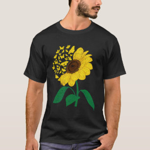 Camiseta Borboleta Floral de Girassol Amarelo