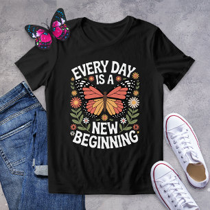 Camiseta Borboleta Floral Nova Positividade Inicial