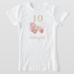 Camiseta Borboleta floral tema 10º Aniversário