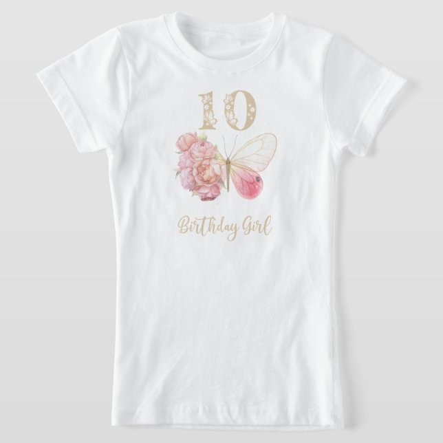 Camiseta Borboleta floral tema 10º Aniversário (Postura )